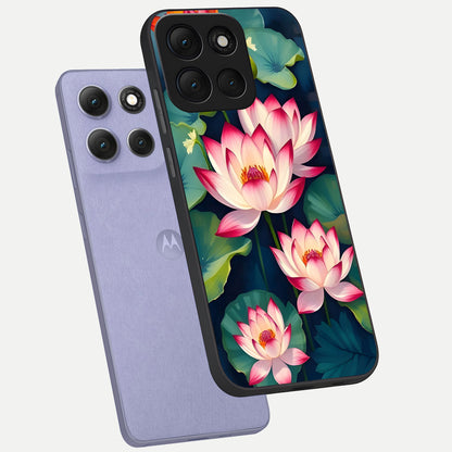  Lotus Dream Serenity phone case For Moto G86 Power showing premium glass back cover with detailed artwork