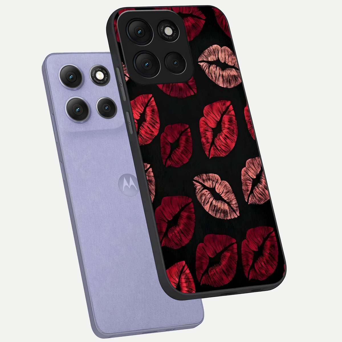  Midnight Kiss Love phone case For Moto G86 Power showing premium glass back cover with detailed artwork