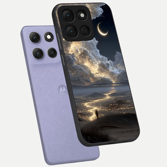  Moonlight Spark Path phone case For Moto G86 Power showing premium glass back cover with detailed artwork