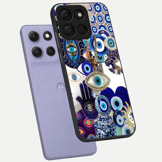  Mystic Charm Eye phone case For Moto G86 Power showing premium glass back cover with detailed artwork