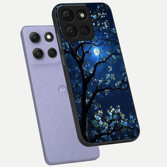  Mystic Floral Night phone case For Moto G86 Power showing premium glass back cover with detailed artwork