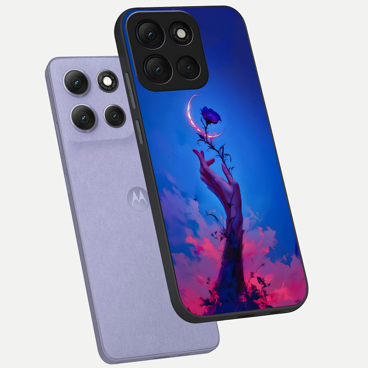  Mystic Hand phone case For Moto G86 Power showing premium glass back cover with detailed artwork