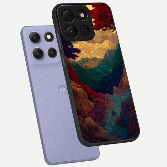  Mystic Valley Light phone case For Moto G86 Power showing premium glass back cover with detailed artwork
