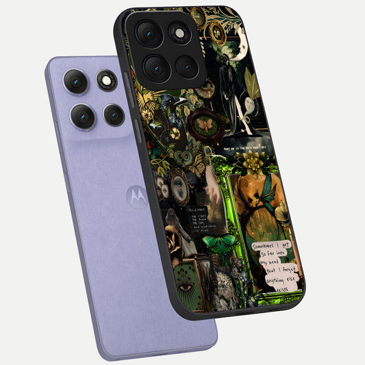  Mystic Woods Secret phone case For Moto G86 Power showing premium glass back cover with detailed artwork