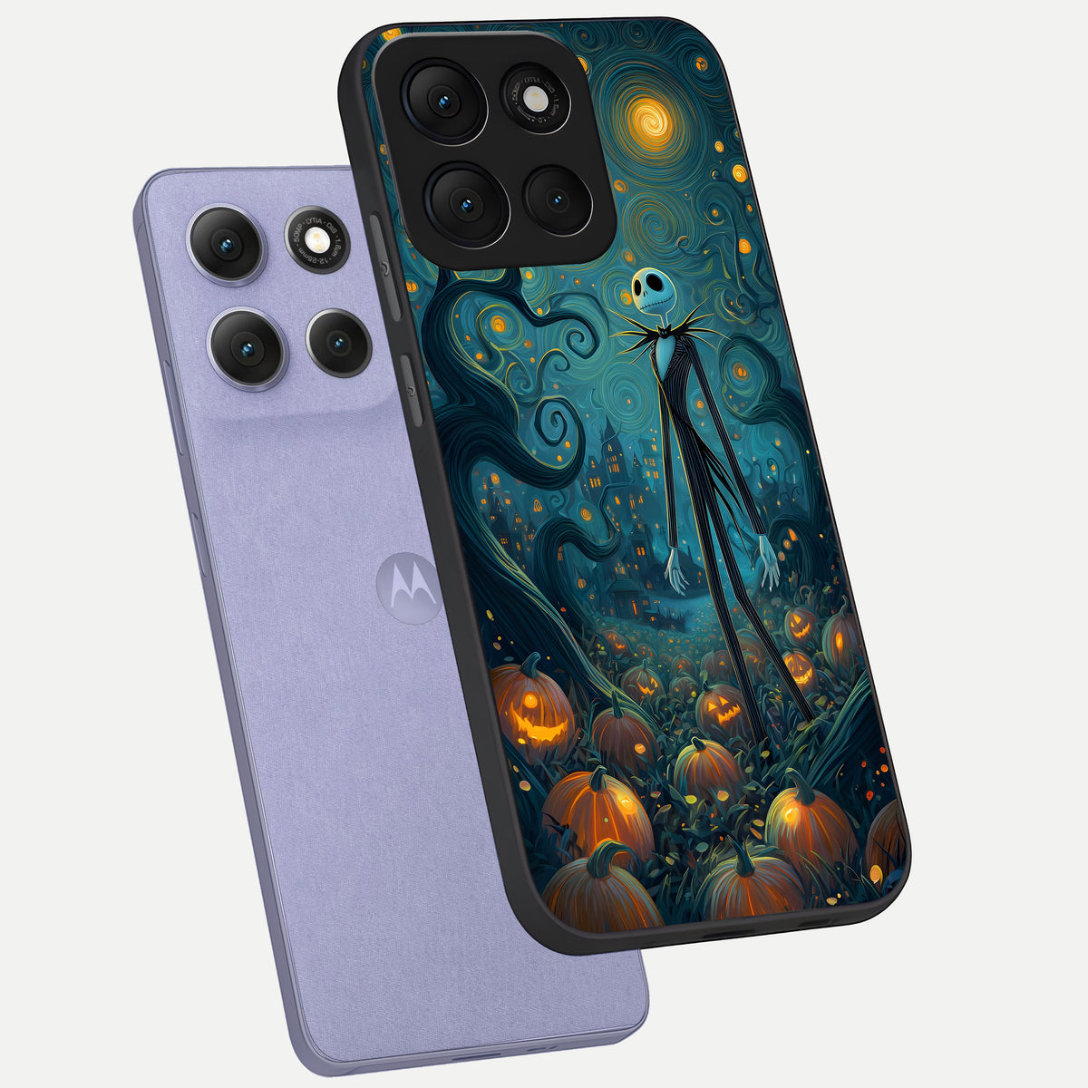  Pumpkin Moonlight Tale phone case For Moto G86 Power showing premium glass back cover with detailed artwork