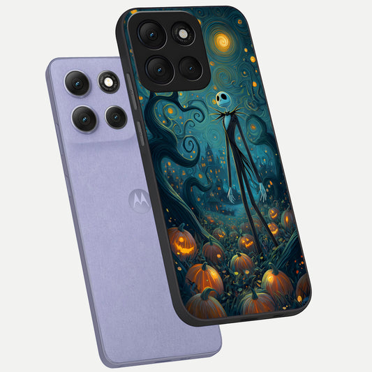  Pumpkin Moonlight Tale phone case For Moto G86 Power showing premium glass back cover with detailed artwork
