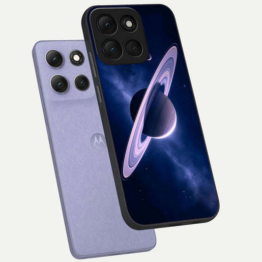 Saturn Ring Mystique phone case For Moto G86 Power showing premium glass back cover with detailed artwork