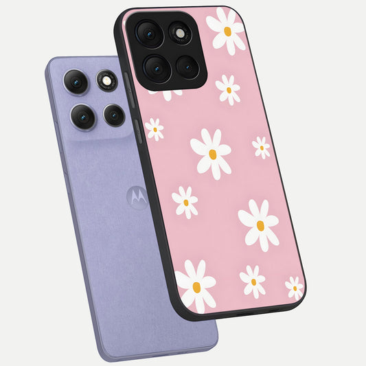  Soft Daisy Bliss phone case For Moto G86 Power showing premium glass back cover with detailed artwork