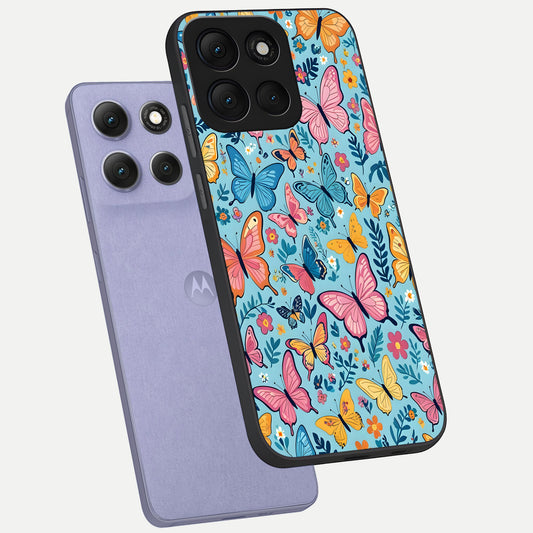  Spring Wing Garden phone case For Moto G86 Power showing premium glass back cover with detailed artwork