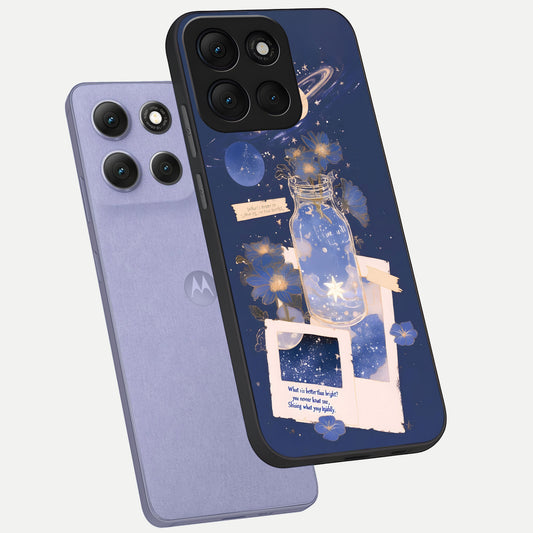 Starlit Cosmic Jar phone case For Moto G86 Power showing premium glass back cover with detailed artwork