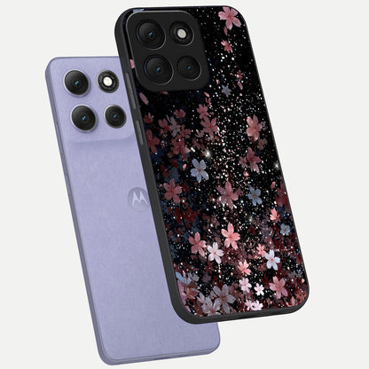  Starlit Flower Dreams phone case For Moto G86 Power showing premium glass back cover with detailed artwork