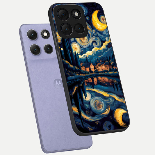  Starry Sky Serenity phone case For Moto G86 Power showing premium glass back cover with detailed artwork