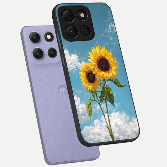  Sunlit Daisy Glow phone case For Moto G86 Power showing premium glass back cover with detailed artwork