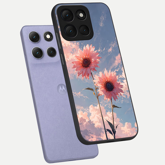  Sun Moon Balance phone case For Moto G86 Power showing premium glass back cover with detailed artwork