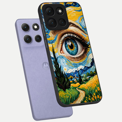  Van Gogh Eye phone case For Moto G86 Power showing premium glass back cover with detailed artwork