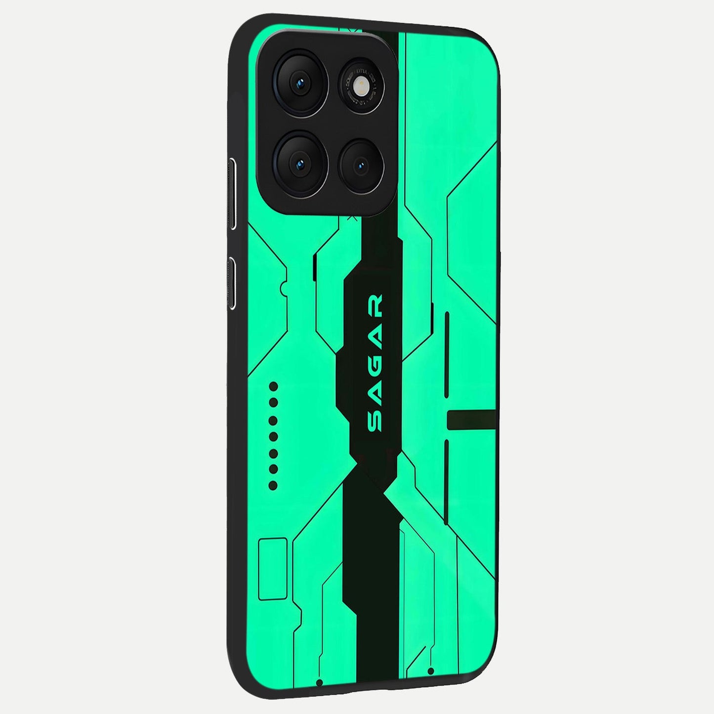  Aqua Tech CYBERPUNK Custom Name back cover For Moto G86 Power slim fit glass case with vibrant aesthetic design