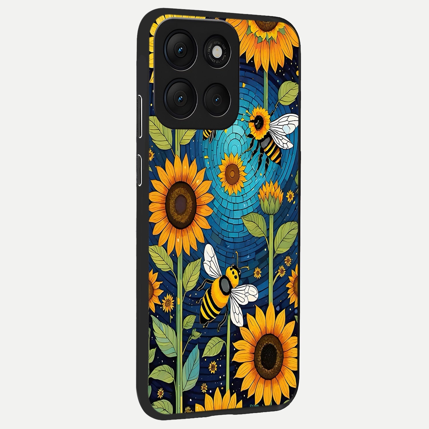  Bees And Sunflowers back cover For Moto G86 Power slim fit glass case with vibrant aesthetic design