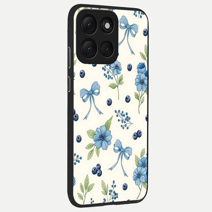  Blue Flower And Bow back cover For Moto G86 Power slim fit glass case with vibrant aesthetic design