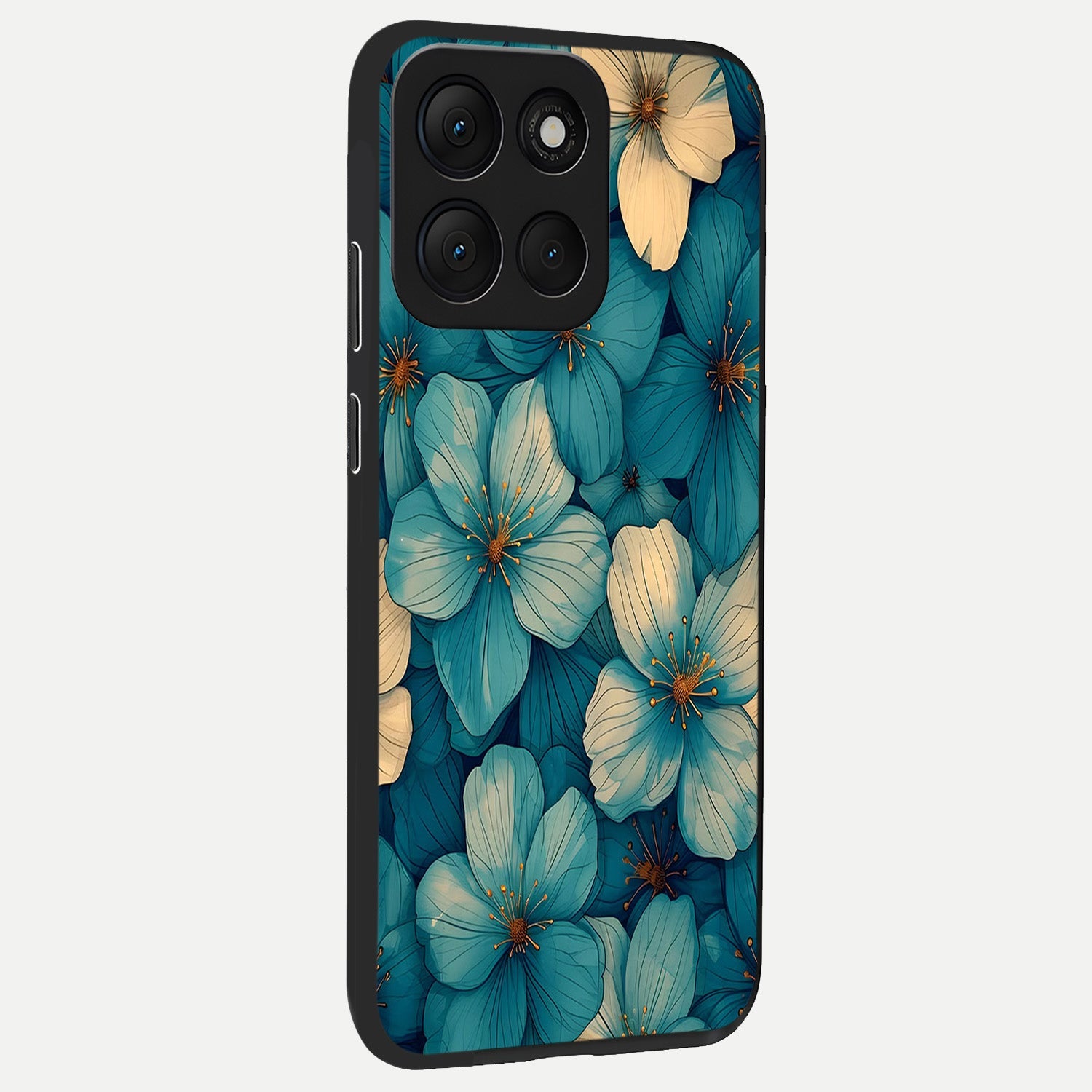  Blue Shade Floral back cover For Moto G86 Power slim fit glass case with vibrant aesthetic design