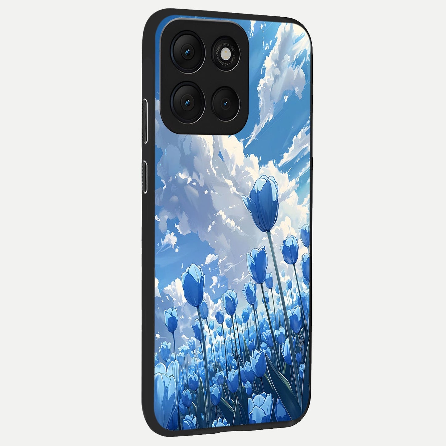 Blue Tulip Clouds back cover For Moto G86 Power slim fit glass case with vibrant aesthetic design