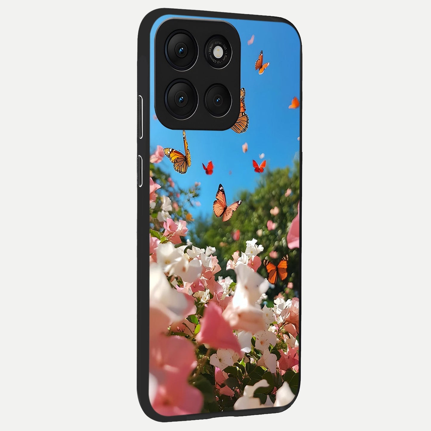  Butterflies In Bloom Sky back cover For Moto G86 Power slim fit glass case with vibrant aesthetic design
