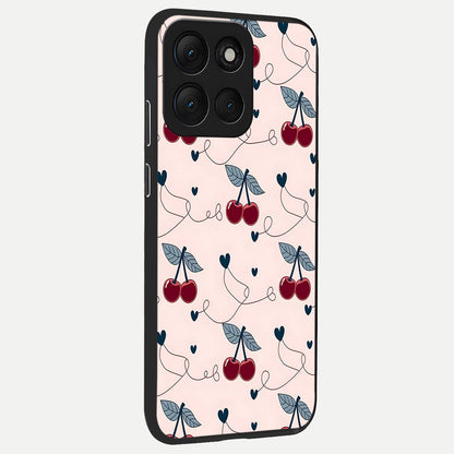  Cherry Heart Line back cover For Moto G86 Power slim fit glass case with vibrant aesthetic design