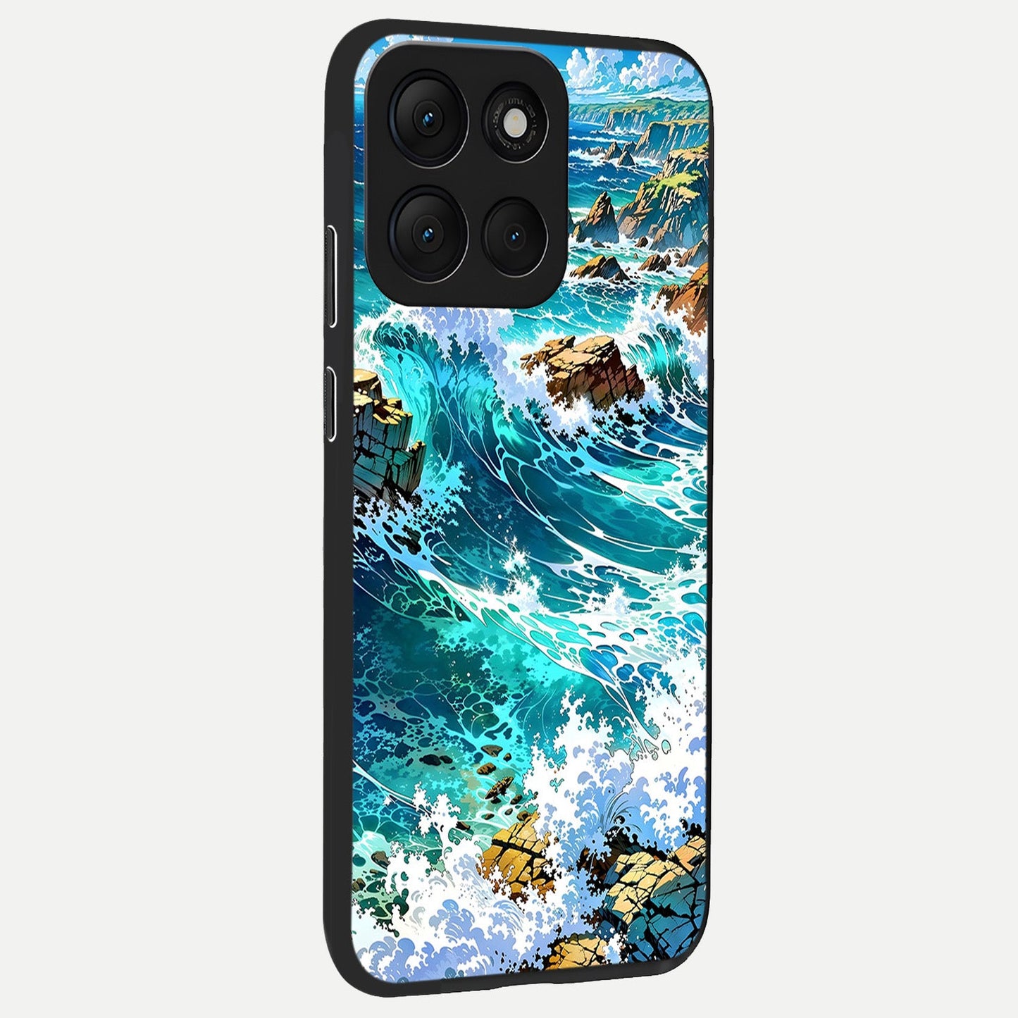  Coastal Blue Waves back cover For Moto G86 Power slim fit glass case with vibrant aesthetic design