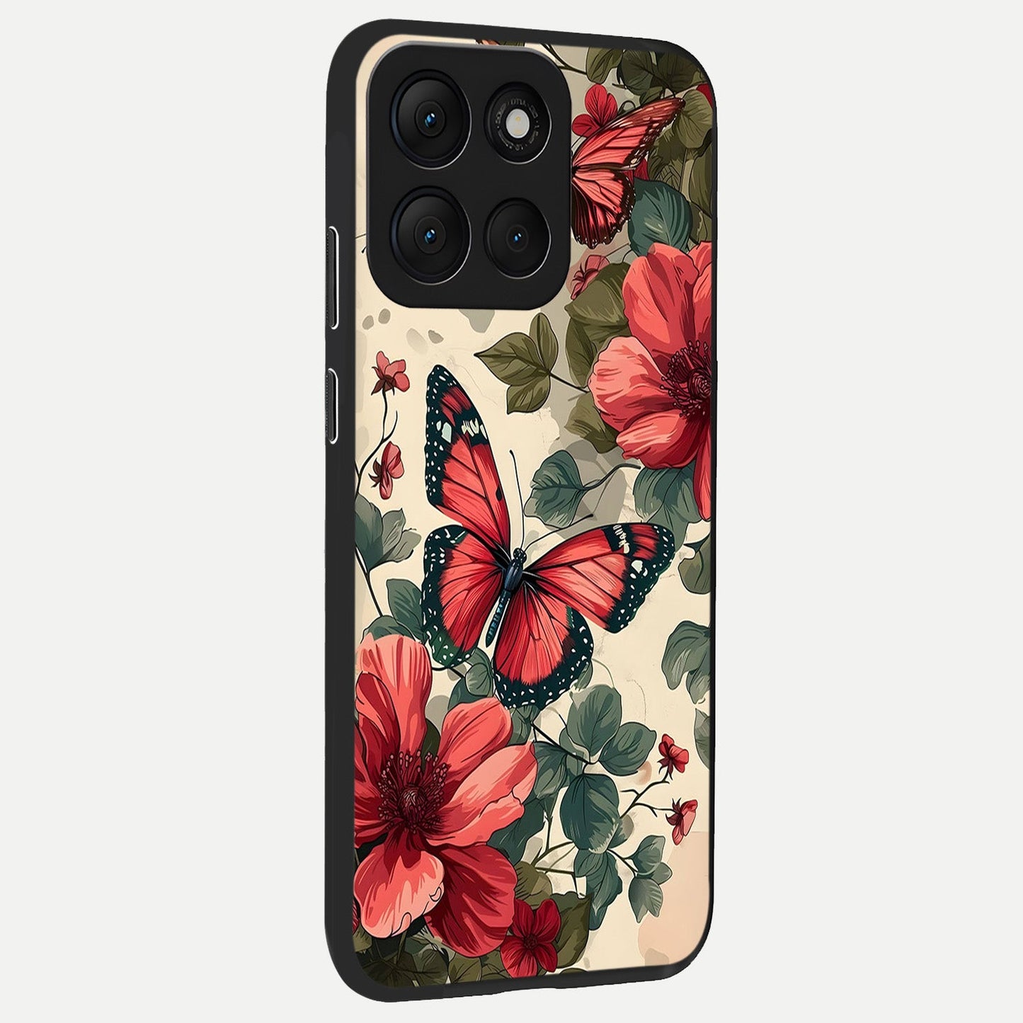  Crimson Butterfly Garden back cover For Moto G86 Power slim fit glass case with vibrant aesthetic design