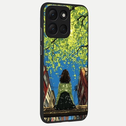  Golden Leaves Glow back cover For Moto G86 Power slim fit glass case with vibrant aesthetic design