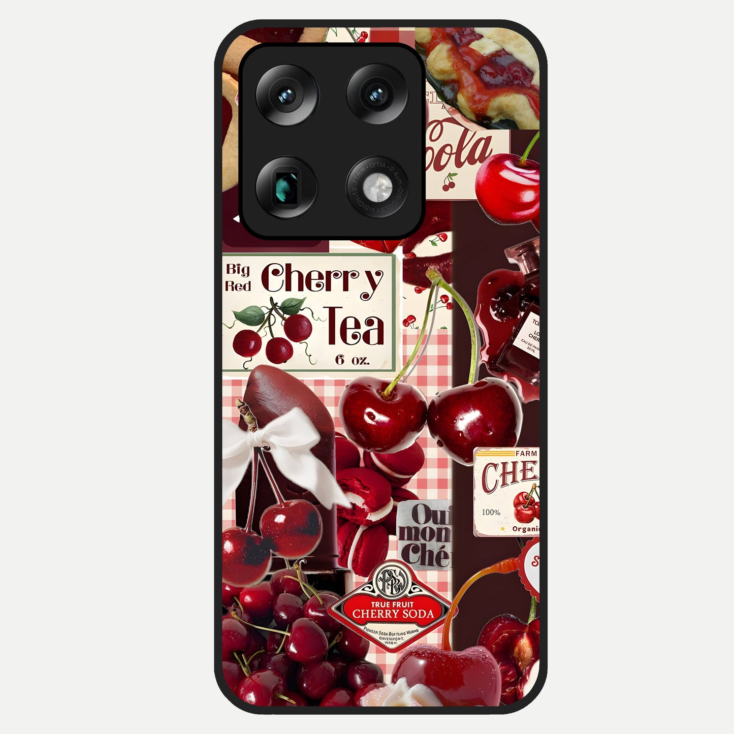  Aesthetic Cherry Tea Glass Case For Moto Signature back cover – full design glossy printed glass finish