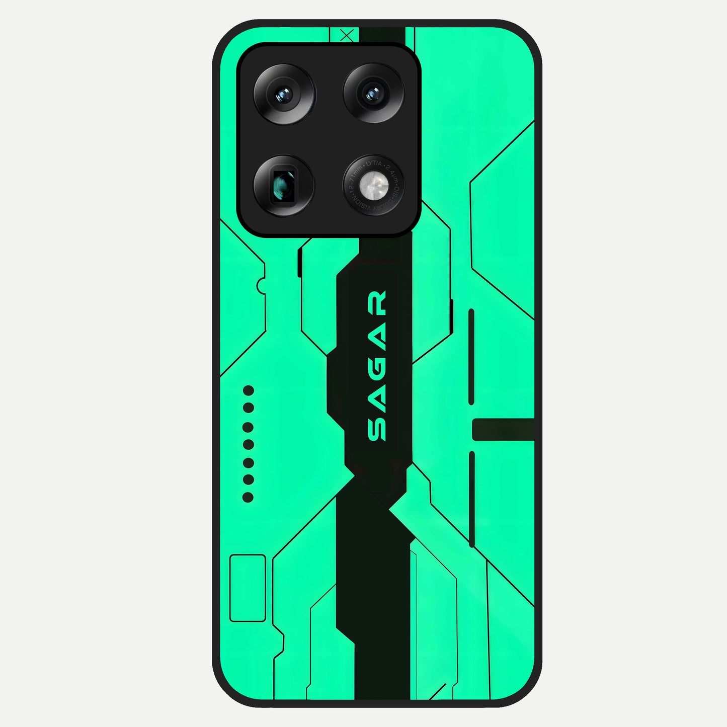 Aqua Tech CYBERPUNK Custom Name Glass Case For Moto Signature back cover – full design glossy printed glass finish