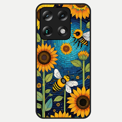  Bees And Sunflowers Glass Case For Moto Signature back cover – full design glossy printed glass finish