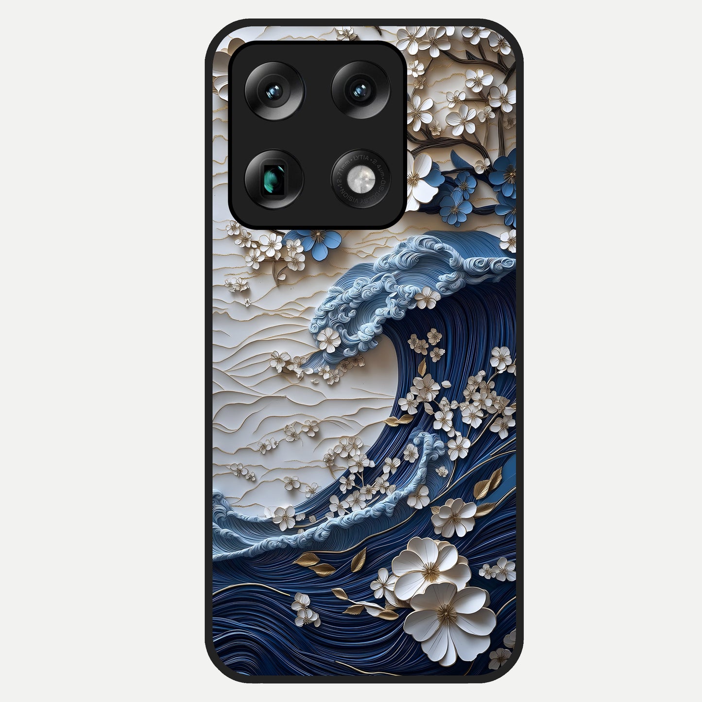  Blossom Wave Art Glass Case For Moto Signature back cover – full design glossy printed glass finish