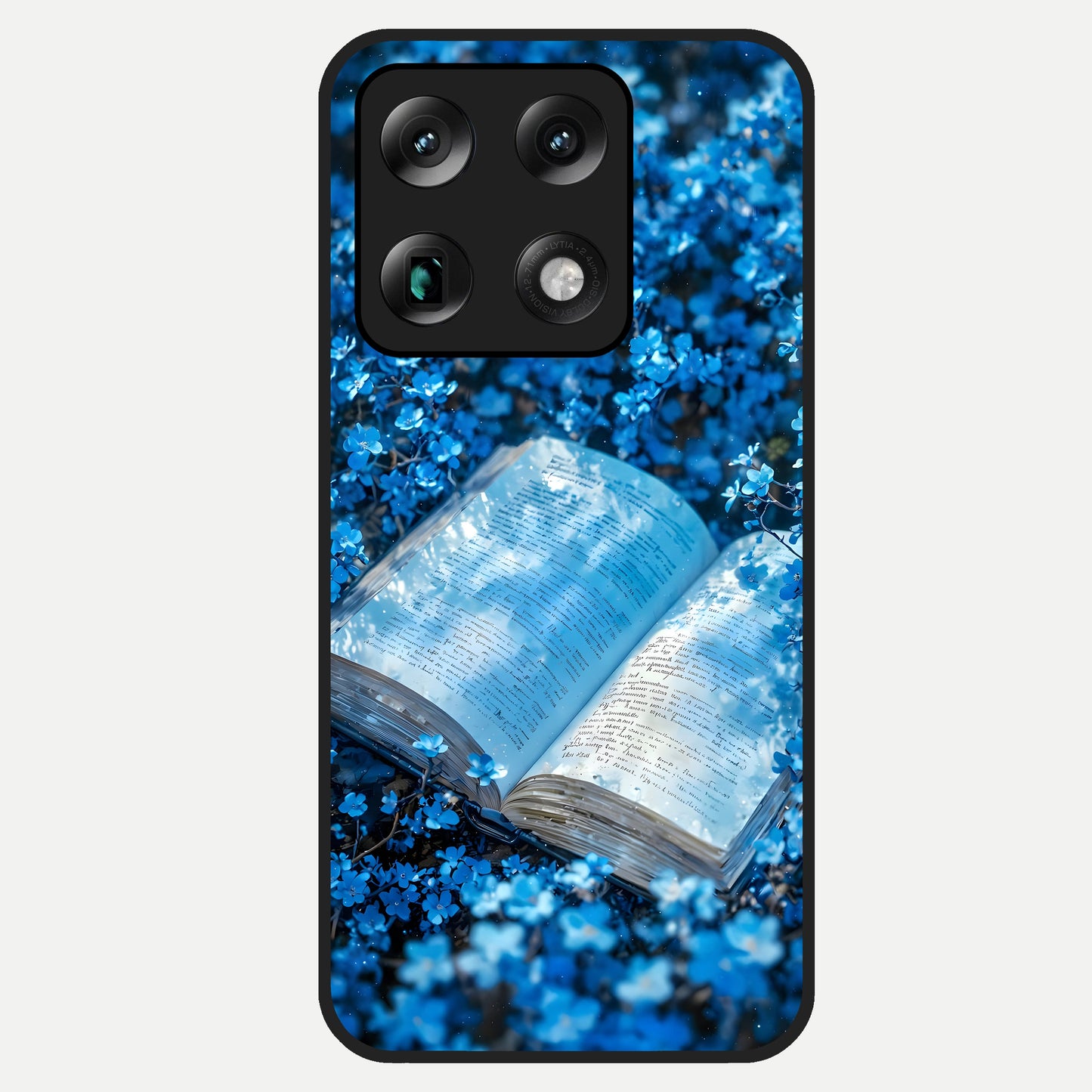  Blue Bloom Tales Glass Case For Moto Signature back cover – full design glossy printed glass finish