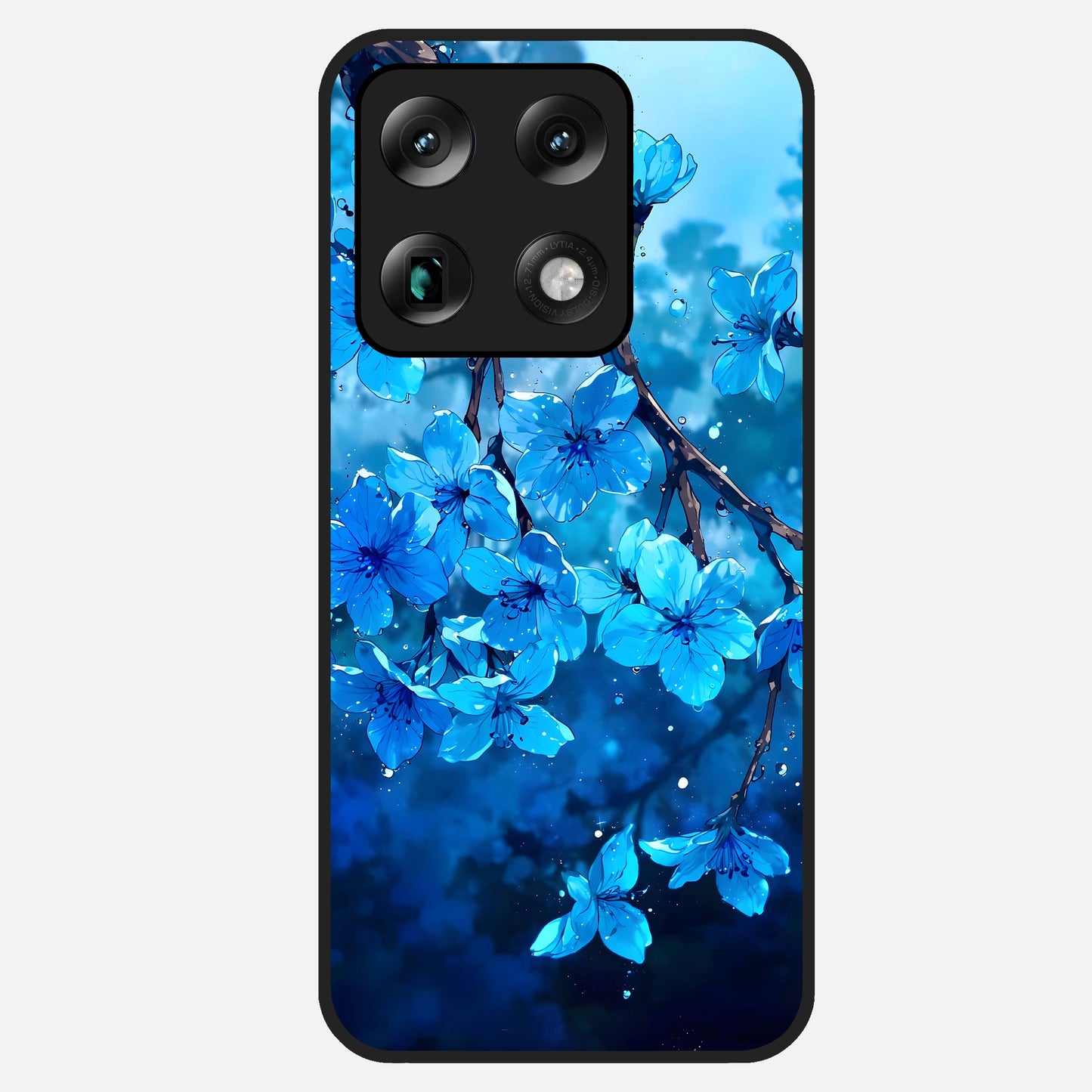  Blue Blossoms Branch Glass Case For Moto Signature back cover – full design glossy printed glass finish