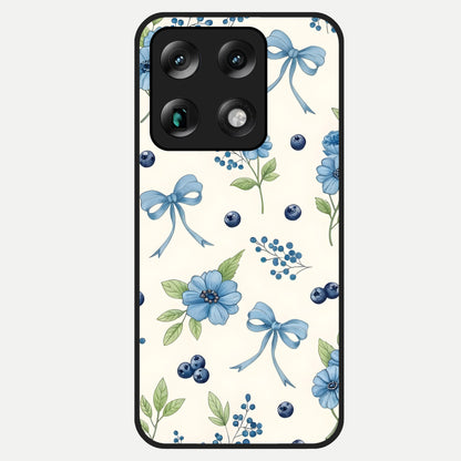  Blue Flower And Bow Glass Case For Moto Signature back cover – full design glossy printed glass finish