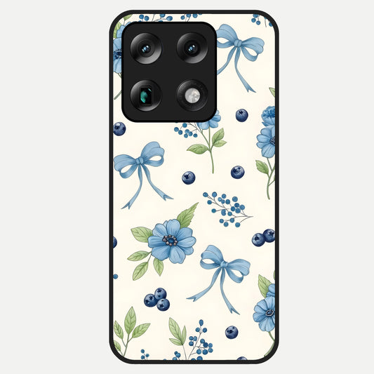  Blue Flower And Bow Glass Case For Moto Signature back cover – full design glossy printed glass finish