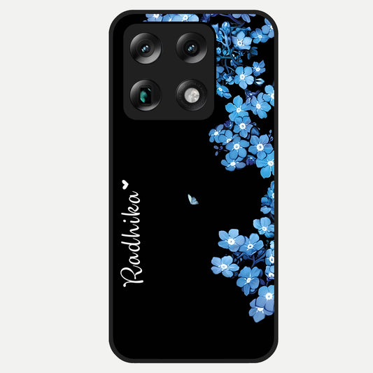  Blue Petal Dream Custom Name Glass Case For Moto Signature back cover – full design glossy printed glass finish