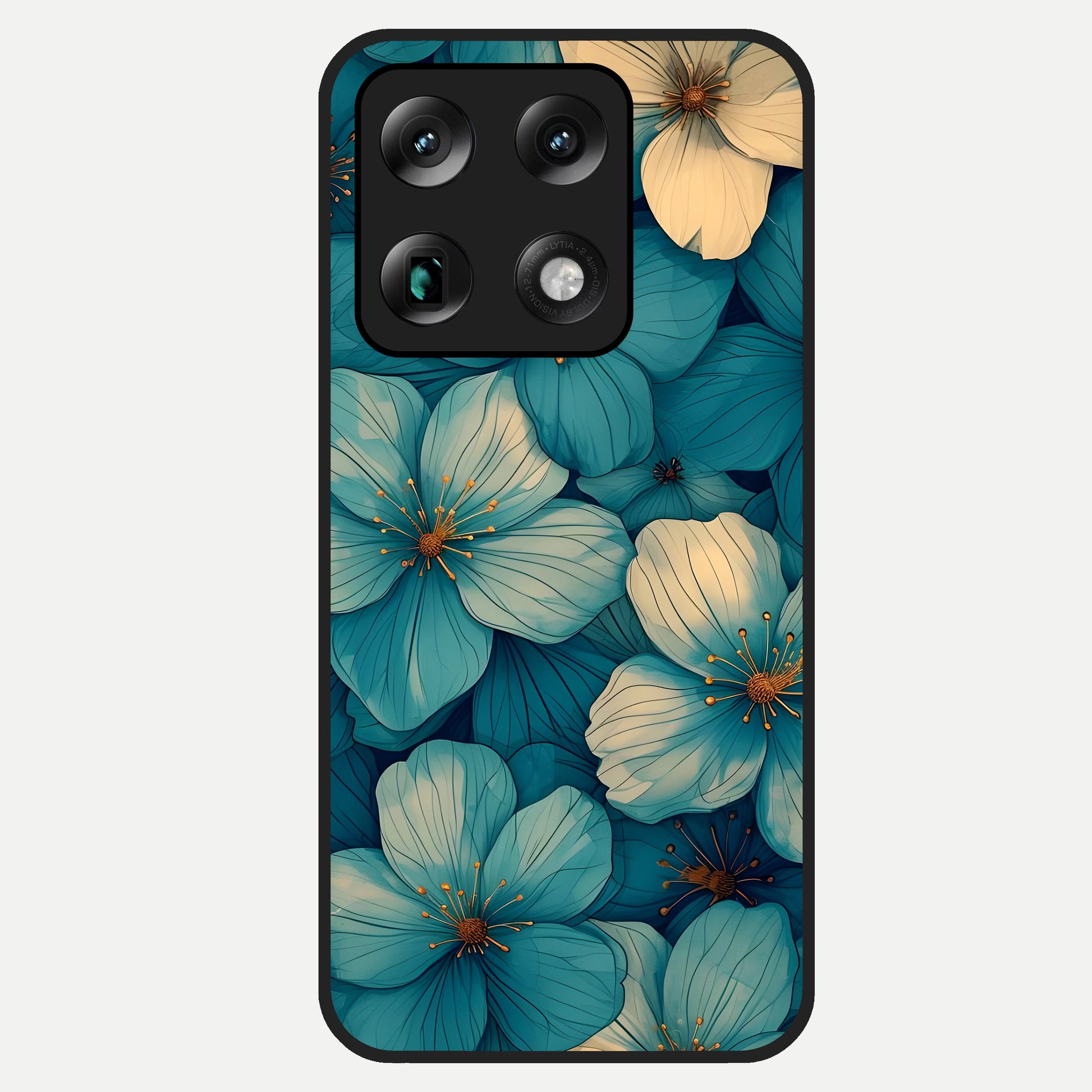  Blue Shade Floral Glass Case For Moto Signature back cover – full design glossy printed glass finish