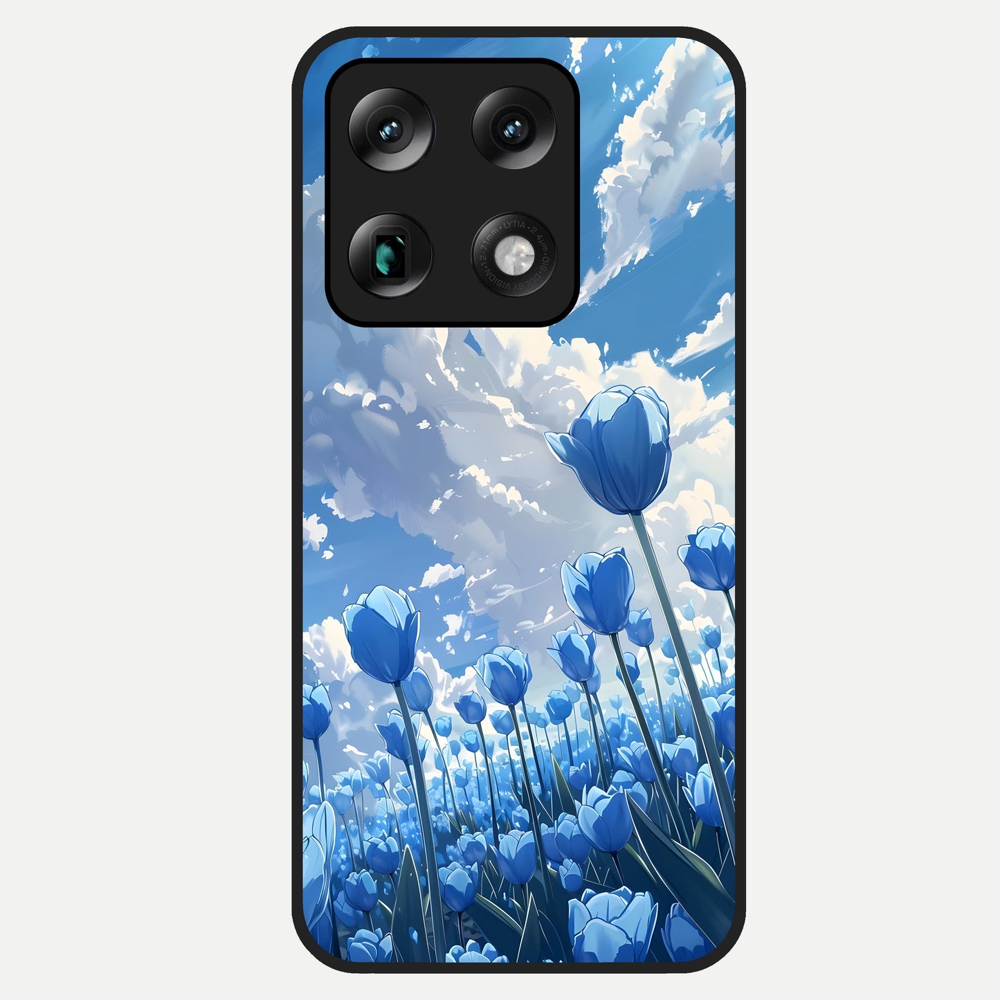 Blue Tulip Clouds Glass Case For Moto Signature back cover – full design glossy printed glass finish