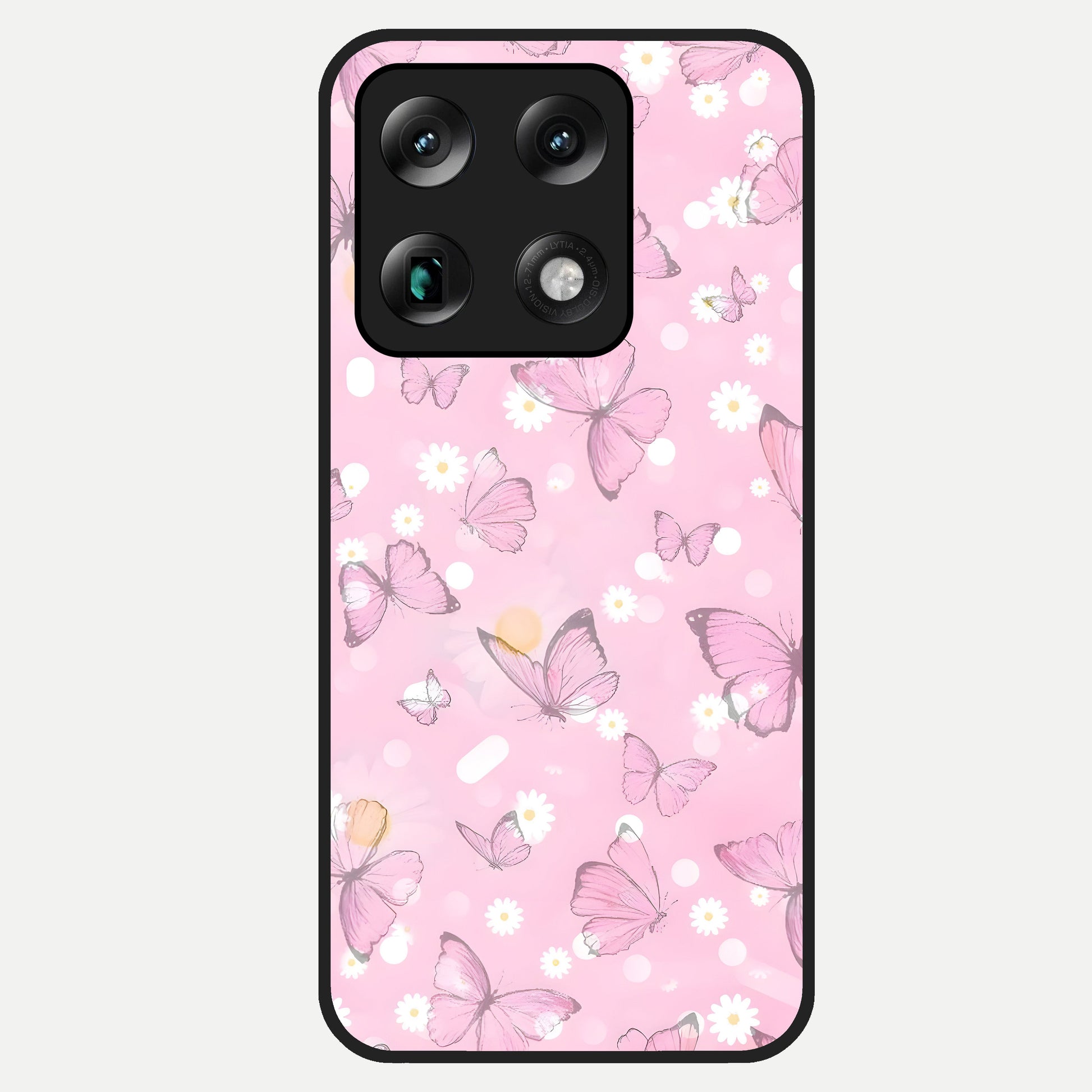  Blush Butterfly Garden Glass Case For Moto Signature back cover – full design glossy printed glass finish