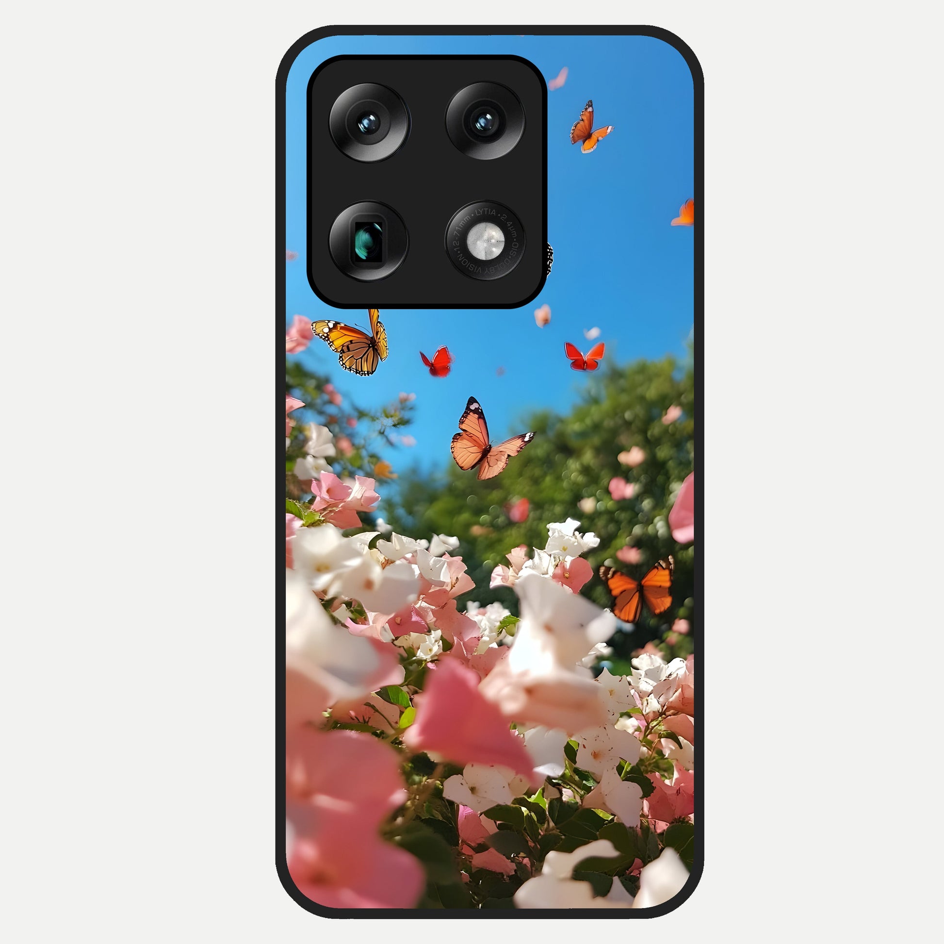  Butterflies In Bloom Sky Glass Case For Moto Signature back cover – full design glossy printed glass finish