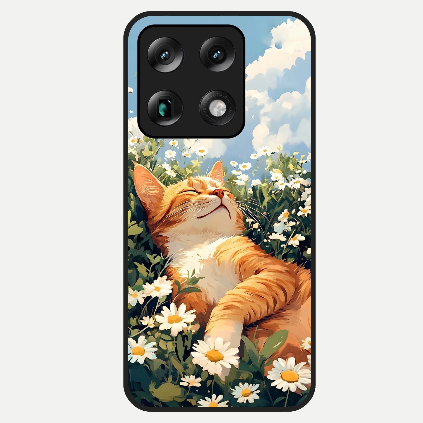  Cat And Flowers View Glass Case For Moto Signature back cover – full design glossy printed glass finish