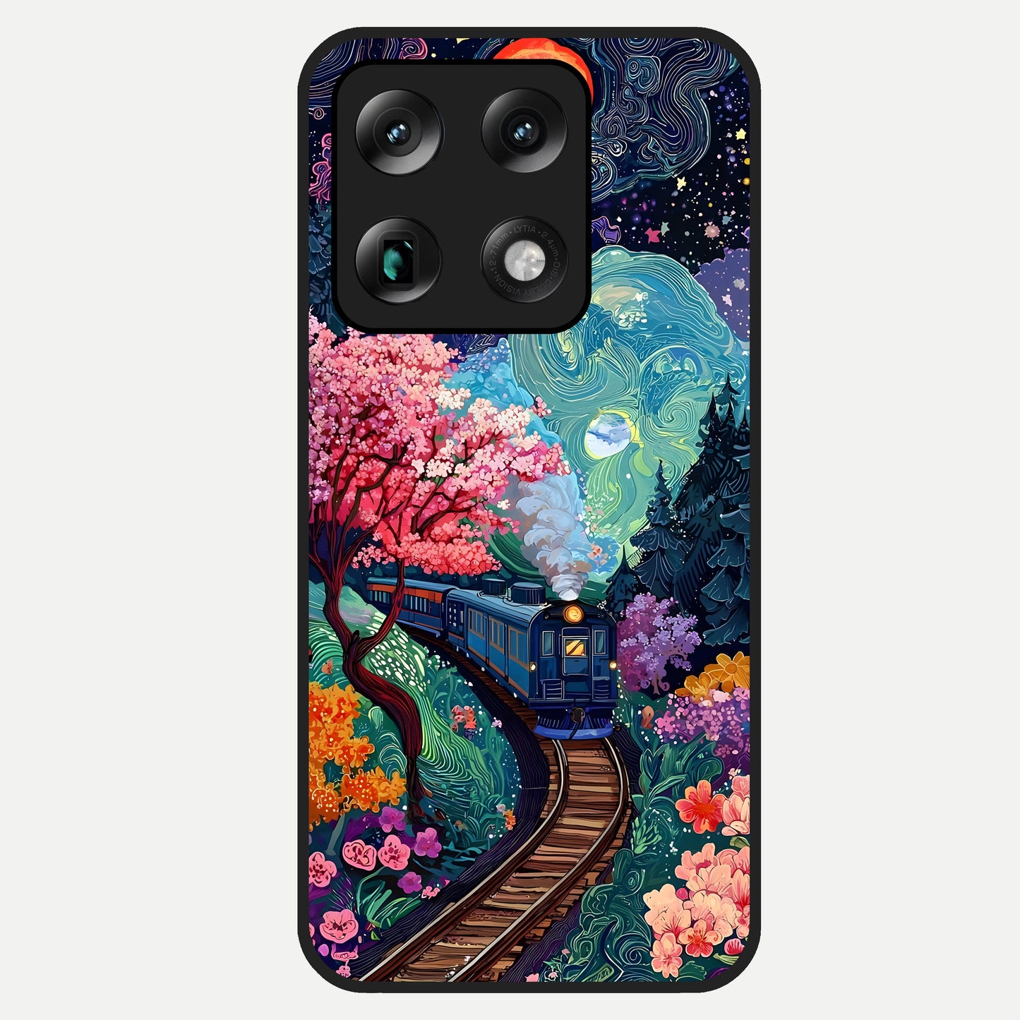  Celestial Train Journey Glass Case For Moto Signature back cover – full design glossy printed glass finish