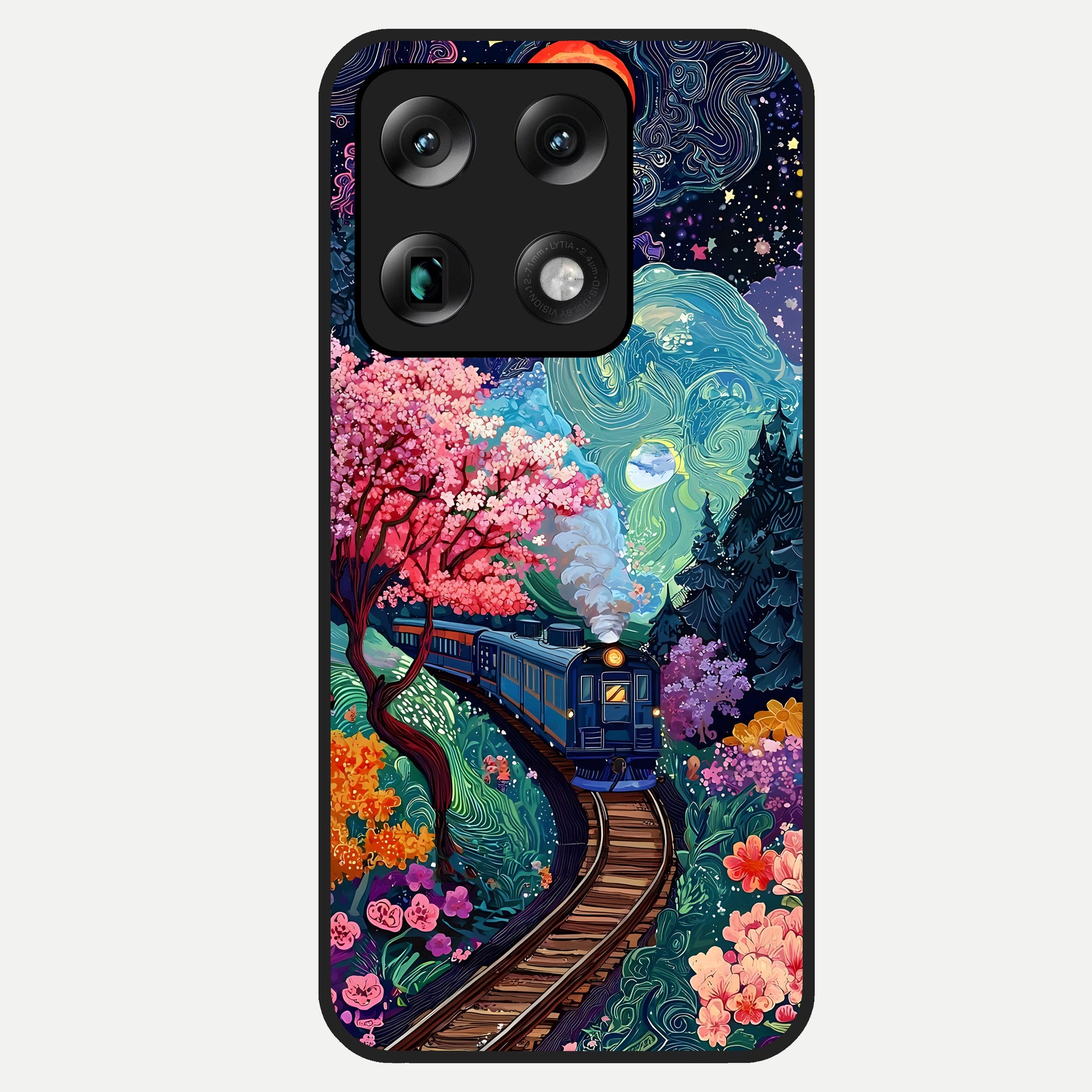  Celestial Train Journey Glass Case For Moto Signature back cover – full design glossy printed glass finish