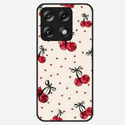  Cherry Heart Bow Glass Case For Moto Signature back cover – full design glossy printed glass finish