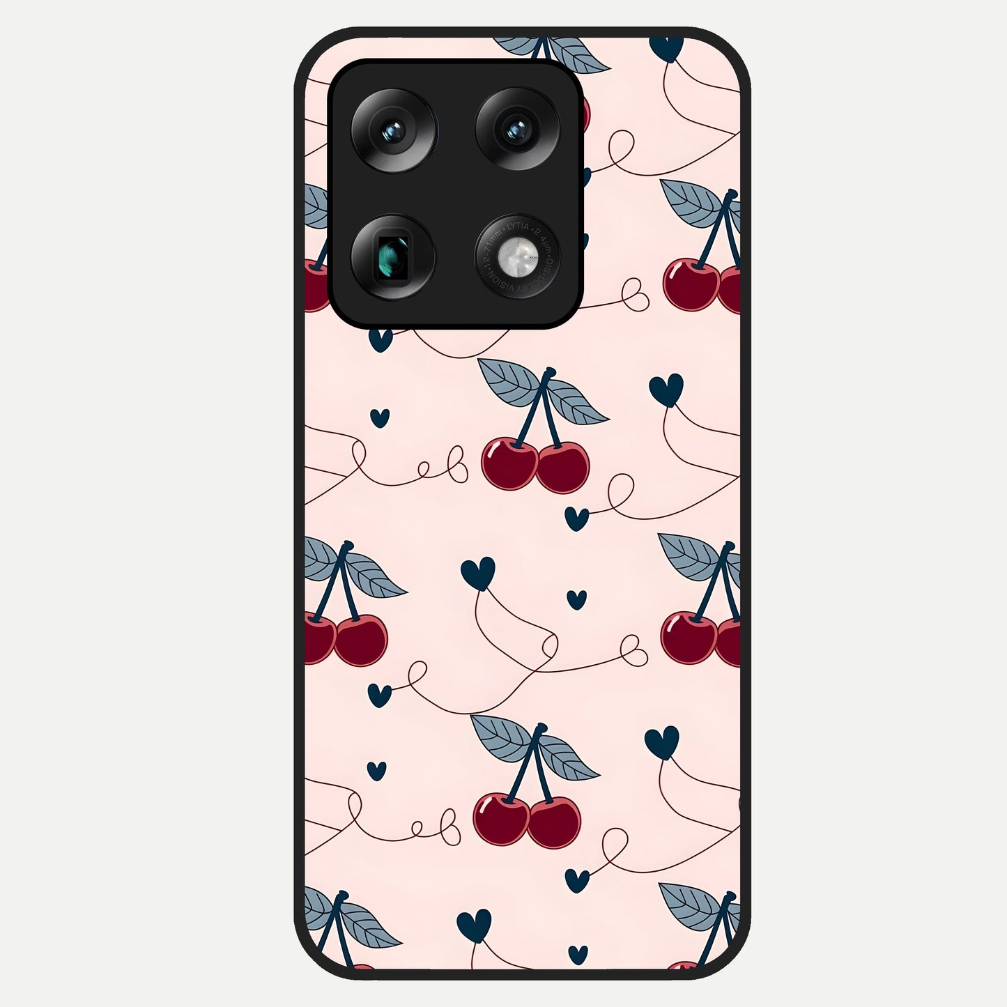  Cherry Heart Line Glass Case For Moto Signature back cover – full design glossy printed glass finish