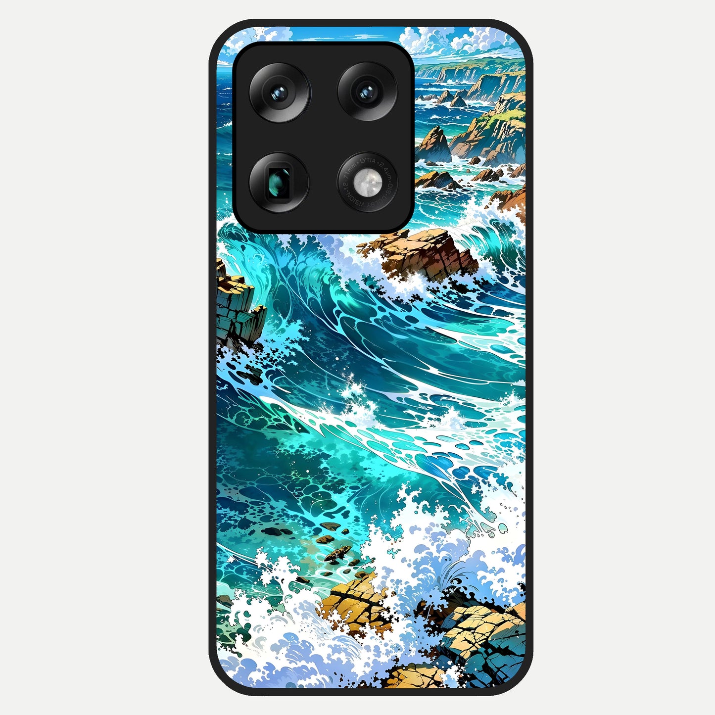  Coastal Blue Waves Glass Case For Moto Signature back cover – full design glossy printed glass finish