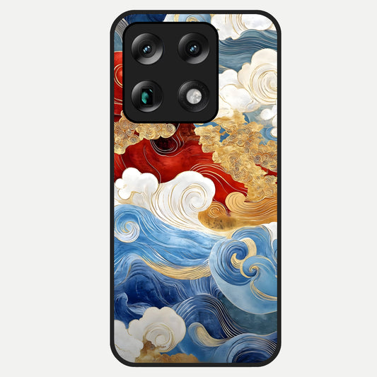  Colored Waves Glass Case For Moto Signature back cover – full design glossy printed glass finish