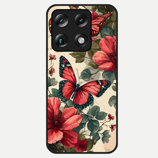  Crimson Butterfly Garden Glass Case For Moto Signature back cover – full design glossy printed glass finish
